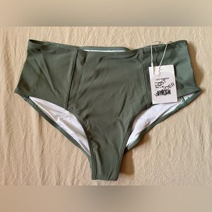Lost + Wander Light Sage Mahalo High-Waisted Bikini Bottom Size S NWT